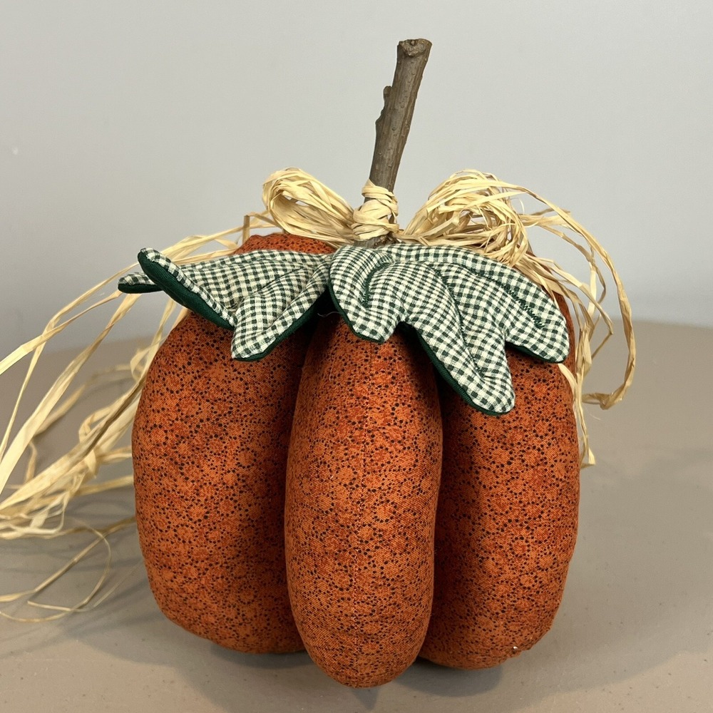 Plush Fabric Pumpkin Autumn Halloween Decor Primitive Handmade